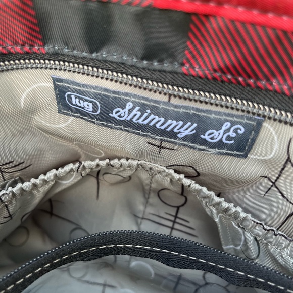 NWT Lug Shimmy Red Black Buffalo Checkered Shoulder Purse with Adjustable Straps - Picture 12 of 12